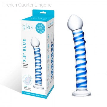 Blue - 7.5” Blue Spiral Glass Dildo Blue - 7.5” Blue Spiral Glass Dildo