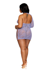 Seamless asymmetrical chemise with lace pattern and knitted crisscross details Seamless asymmetrical chemise with lace pattern and knitted crisscross details