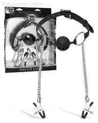 Hinder Breathable Silicone Ball Gag with Nipple Clamps-French Quarter Lingerie Hinder Breathable Silicone Ball Gag with Nipple Clamps-French Quarter Lingerie