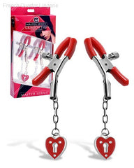 Captive Heart Padlock Nipple Clamps-French Quarter Lingerie Captive Heart Padlock Nipple Clamps-French Quarter Lingerie