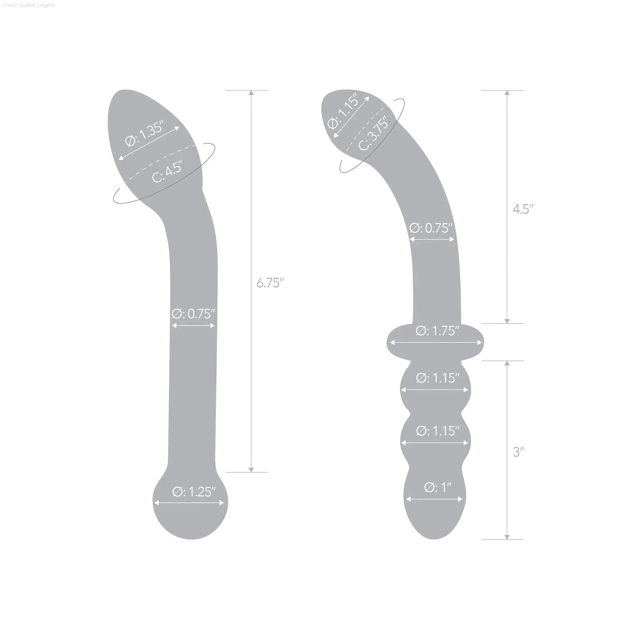 G-Spot Pleasure Glass Dildo Set-French Quarter Lingerie G-Spot Pleasure Glass Dildo Set-French Quarter Lingerie