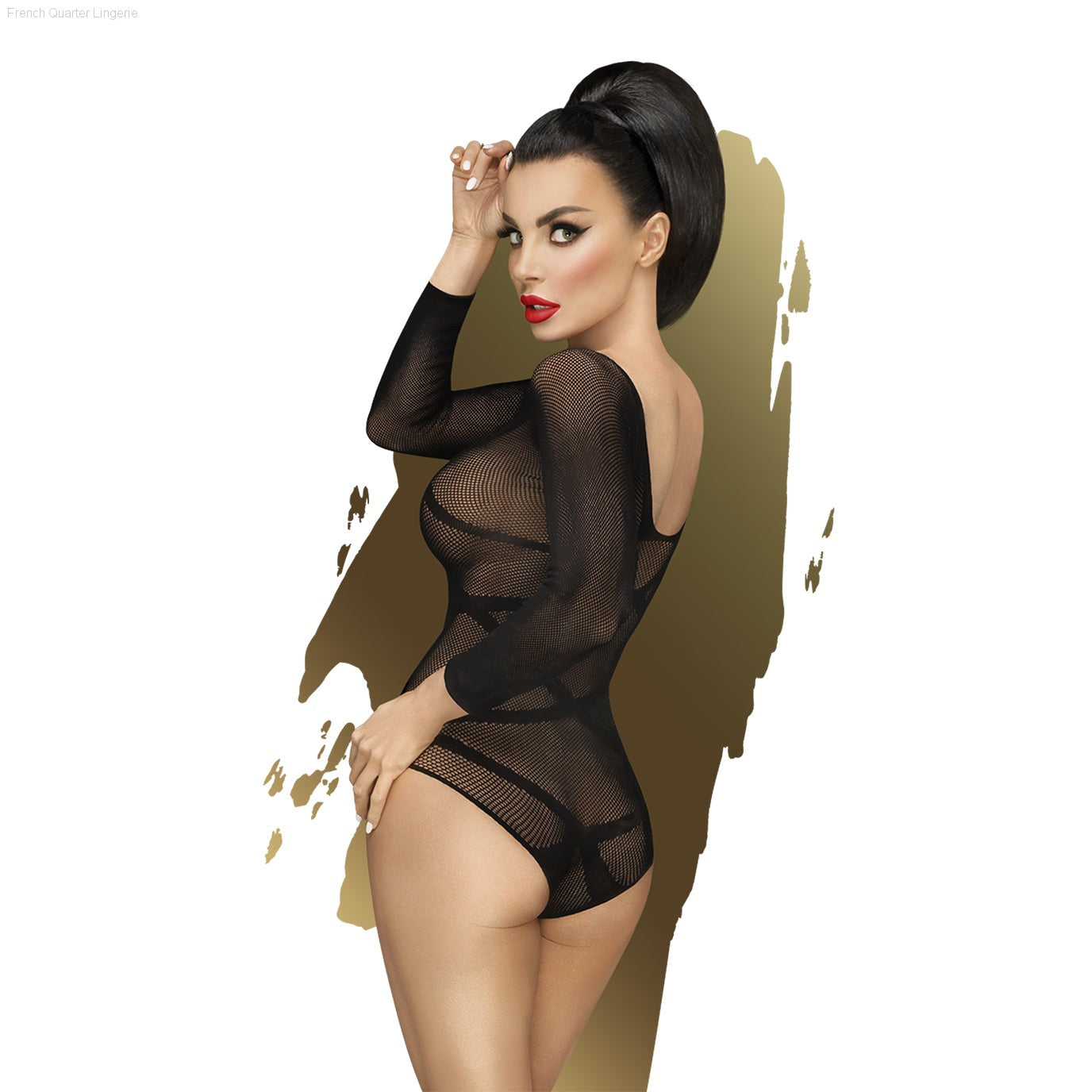 High On Love-Long Sleeved Mesh Teddy With Strap Pattern High On Love-Long Sleeved Mesh Teddy With Strap Pattern