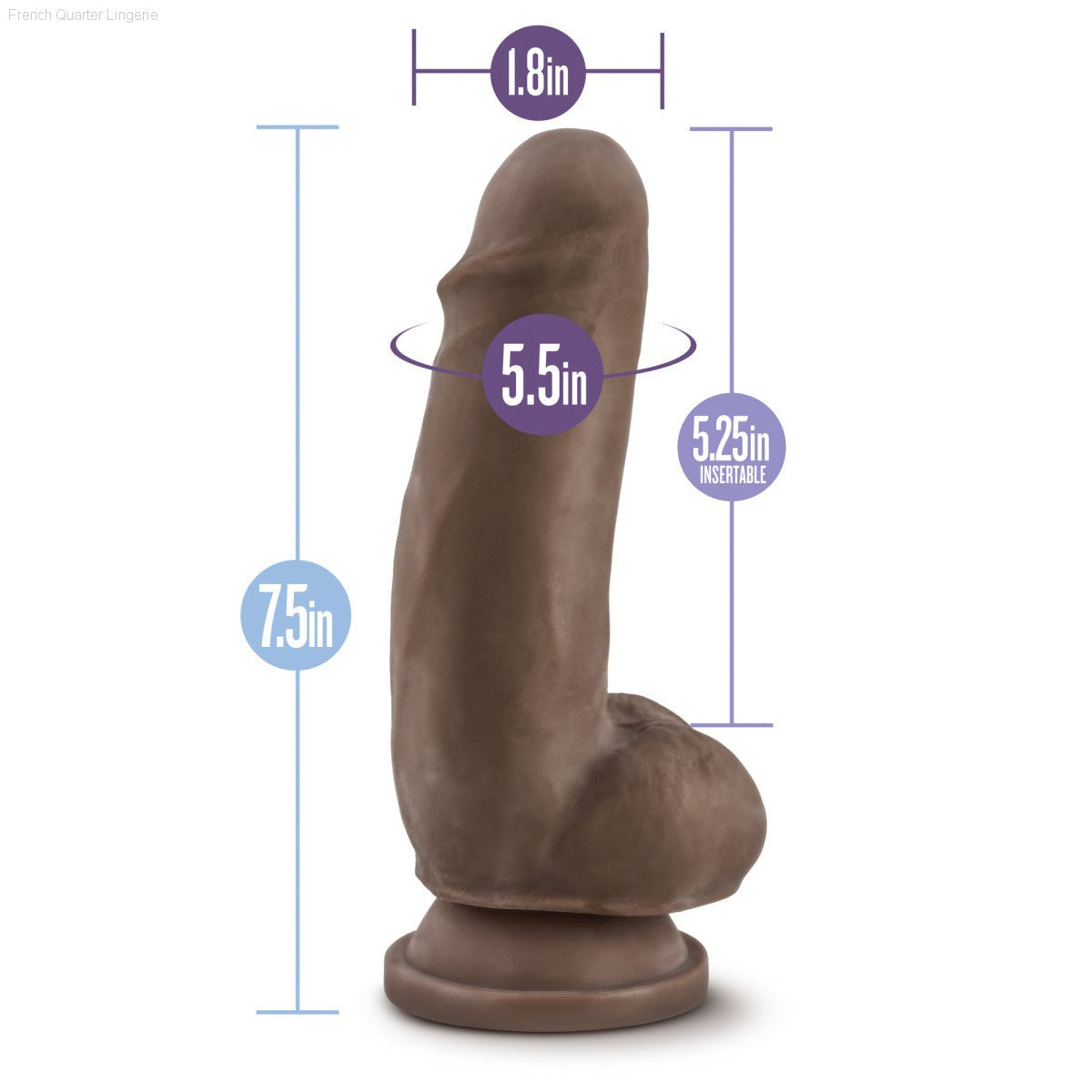 Au Naturel Realistic 7-Inch Fat Boy Long Dildo With Balls & Suction Cup Base-French Quarter Lingerie Au Naturel Realistic 7-Inch Fat Boy Long Dildo With Balls & Suction Cup Base-French Quarter Lingerie