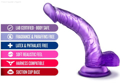 B Yours By Blush® | Sweet N' Hard 7 Realistic Curved G-Spot Long Dildo With Balls & Suction Cup Base-French Quarter Lingerie B Yours By Blush® | Sweet N' Hard 7 Realistic Curved G-Spot Long Dildo With Balls & Suction Cup Base-French Quarter Lingerie