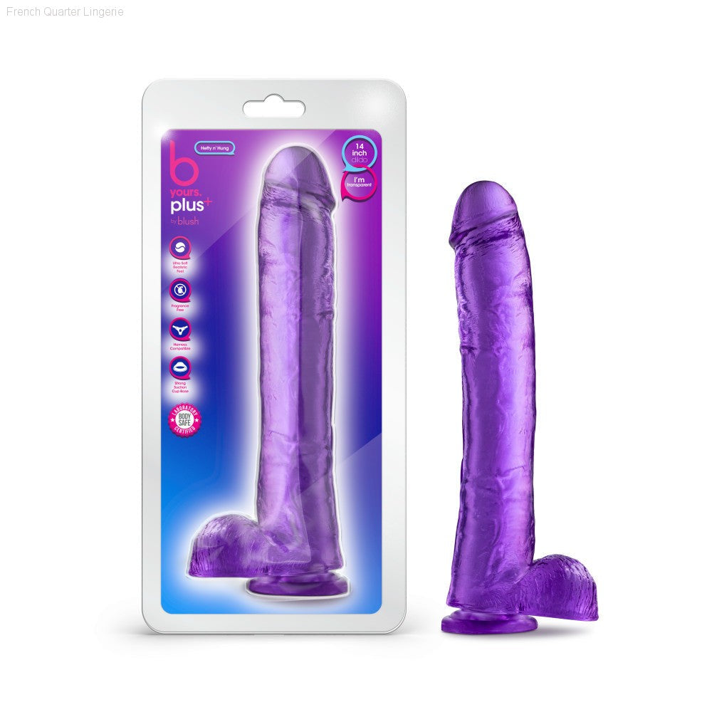 B Yours Plus By Blush® | Hefty N’ Hung 14-Inch Long Dildo With Balls & Suction Cup Base-French Quarter Lingerie B Yours Plus By Blush® | Hefty N’ Hung 14-Inch Long Dildo With Balls & Suction Cup Base-French Quarter Lingerie