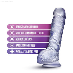 B Yours Plus By Blush® | Hearty n’ Hefty Clear 9-Inch Long Dildo With Balls & Suction Cup Base-French Quarter Lingerie B Yours Plus By Blush® | Hearty n’ Hefty Clear 9-Inch Long Dildo With Balls & Suction Cup Base-French Quarter Lingerie