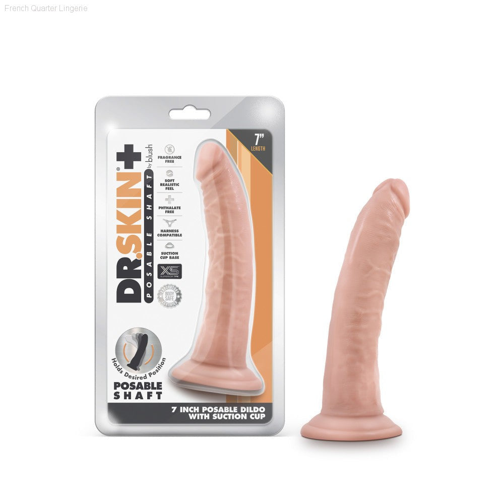 Dr. Skin Plus By Blush® | Realistic 7.5-Inch Long Soft Yet Erect & Posable Dildo With Suction Cup Base-French Quarter Lingerie Dr. Skin Plus By Blush® | Realistic 7.5-Inch Long Soft Yet Erect & Posable Dildo With Suction Cup Base-French Quarter Lingerie