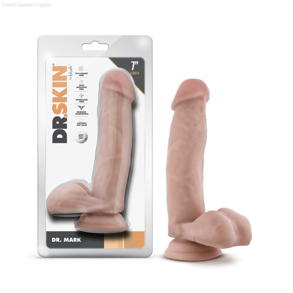 Dr. Skin By Blush® | Dr. Mark 7 Inch Long Dildo with Suction Cup & Balls-French Quarter Lingerie Dr. Skin By Blush® | Dr. Mark 7 Inch Long Dildo with Suction Cup & Balls-French Quarter Lingerie