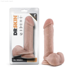Dr. Skin By Blush® | Dr. William 8 Inch Long Dildo with Suction Cup & Balls-French Quarter Lingerie Dr. Skin By Blush® | Dr. William 8 Inch Long Dildo with Suction Cup & Balls-French Quarter Lingerie
