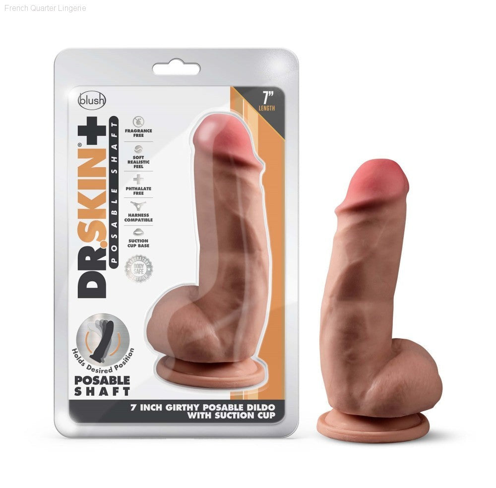 Dr. Skin Plus By Blush® | Realistic 7-Inch Long Soft Yet Erect & Posable Dildo With Balls & Suction Cup Base-French Quarter Lingerie Dr. Skin Plus By Blush® | Realistic 7-Inch Long Soft Yet Erect & Posable Dildo With Balls & Suction Cup Base-French Quarter Lingerie