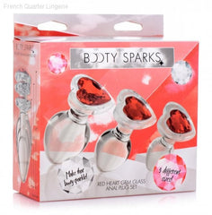 Red Heart Gem Glass Anal Plug Set Red Heart Gem Glass Anal Plug Set