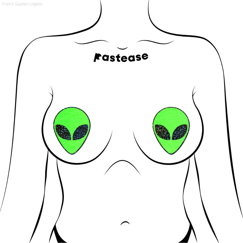Alien: Glow-In-The-Dark With Glittering Eyes Nipple Pasties Alien: Glow-In-The-Dark With Glittering Eyes Nipple Pasties