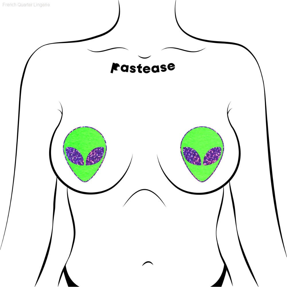 Alien: Glow-In-The-Dark With Glittering Eyes Nipple Pasties Alien: Glow-In-The-Dark With Glittering Eyes Nipple Pasties