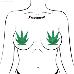 Leaf: Glittering Green Pot Leaves Nipple Pasties By Pastease® Leaf: Glittering Green Pot Leaves Nipple Pasties By Pastease®