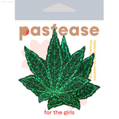 Indica Pot Leaf: Glitter Green Weed Nipple Pasties By Pastease® Indica Pot Leaf: Glitter Green Weed Nipple Pasties By Pastease®