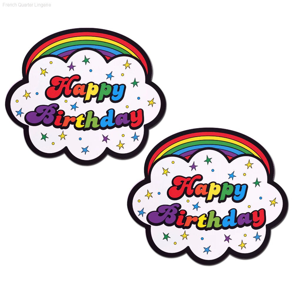 Cloud: Rainbow 'Happy Birthday' Cloud Nipple Pasties By Pastease® Cloud: Rainbow 'Happy Birthday' Cloud Nipple Pasties By Pastease®