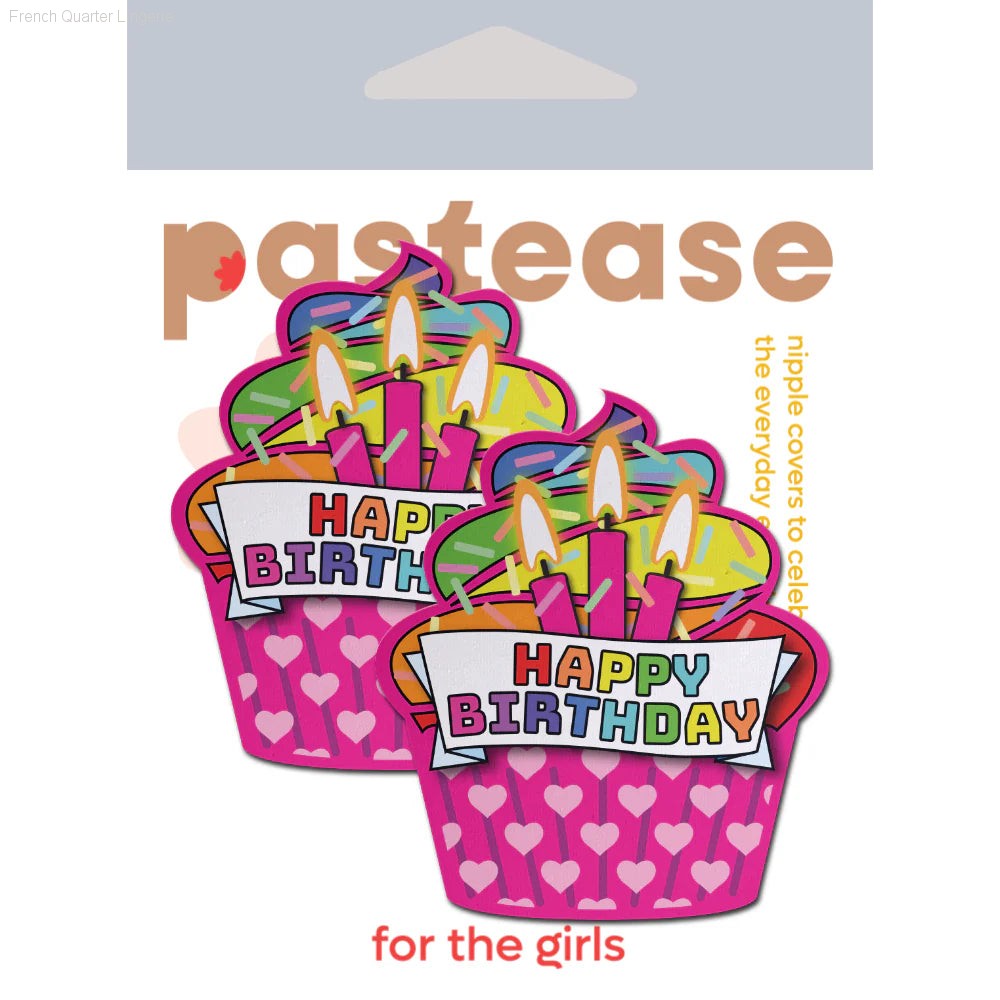 Cupcake: Pink & Multi-Color Happy Birthday Nipple Pasties By Pastease® Cupcake: Pink & Multi-Color Happy Birthday Nipple Pasties By Pastease®