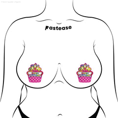 Cupcake: Pink & Multi-Color Happy Birthday Nipple Pasties By Pastease® Cupcake: Pink & Multi-Color Happy Birthday Nipple Pasties By Pastease®