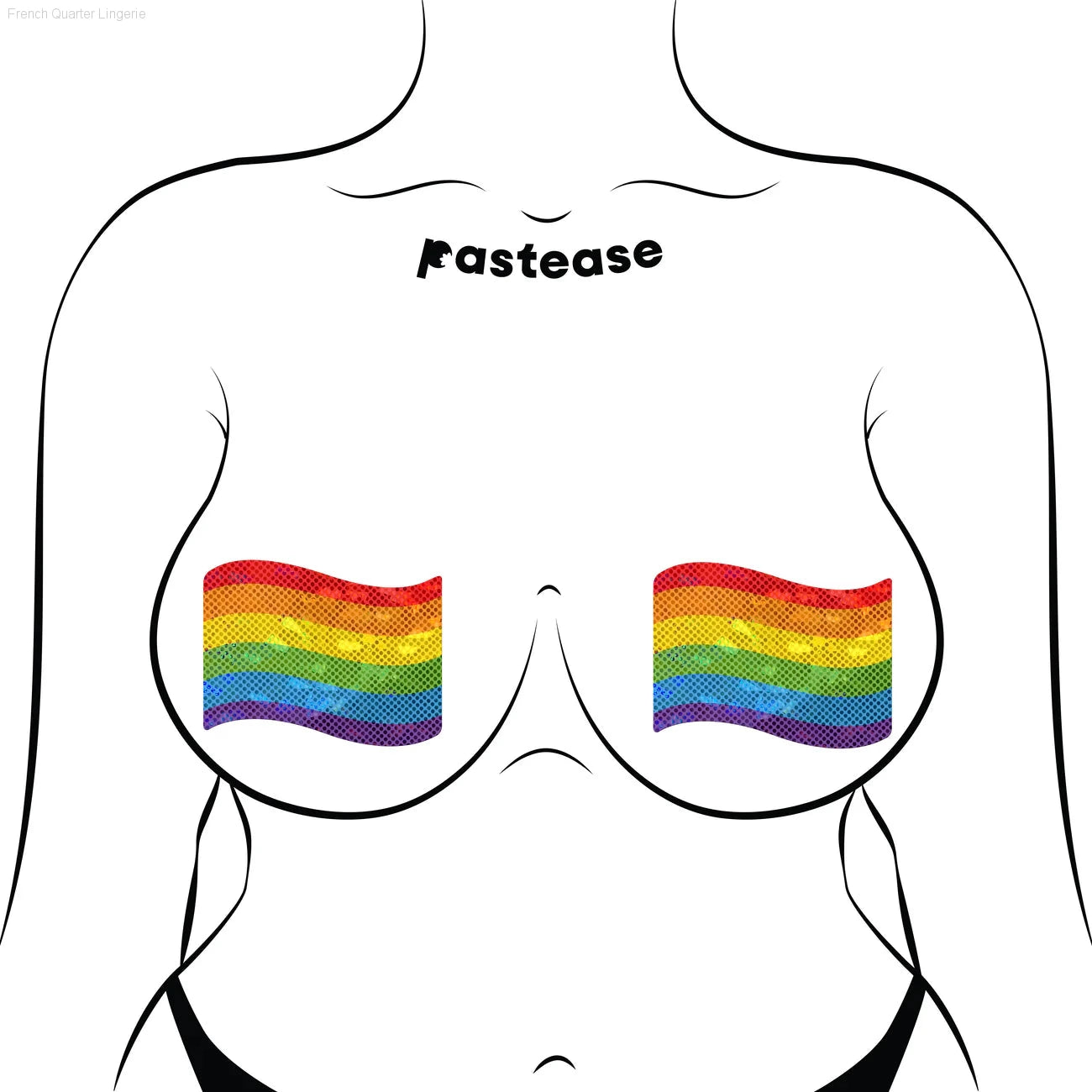 Flag: Gay Rainbow Waving Flag Nipple Pasties by Pastease®-French Quarter Lingerie Flag: Gay Rainbow Waving Flag Nipple Pasties by Pastease®-French Quarter Lingerie