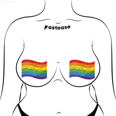 Flag: Gay Rainbow Waving Flag Nipple Pasties by Pastease®-French Quarter Lingerie Flag: Gay Rainbow Waving Flag Nipple Pasties by Pastease®-French Quarter Lingerie