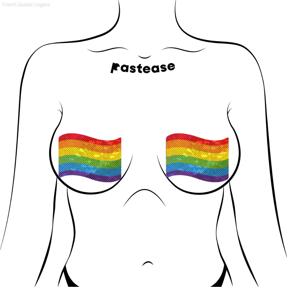 Flag: Gay Rainbow Waving Flag Nipple Pasties By Pastease® Flag: Gay Rainbow Waving Flag Nipple Pasties By Pastease®