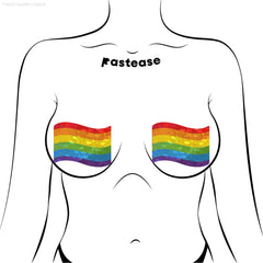 Flag: Gay Rainbow Waving Flag Nipple Pasties By Pastease® Flag: Gay Rainbow Waving Flag Nipple Pasties By Pastease®