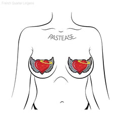 Premium Angel Glitter Heart with Wings and Halo Pasties Nipple Covers Premium Angel Glitter Heart with Wings and Halo Pasties Nipple Covers