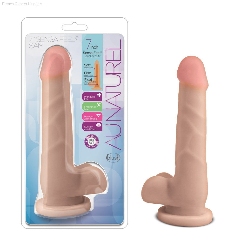 Au Naturel Sam Realistic 7.0-Inch Long Dildo With Balls & Suction Cup Base-French Quarter Lingerie Au Naturel Sam Realistic 7.0-Inch Long Dildo With Balls & Suction Cup Base-French Quarter Lingerie
