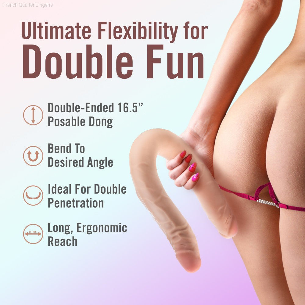 Dr. Skin Plus | 16.5 Inch Double Dong – Extra Long Double-Ended Dildo With A Realistic Posable Shaft-French Quarter Lingerie Dr. Skin Plus | 16.5 Inch Double Dong – Extra Long Double-Ended Dildo With A Realistic Posable Shaft-French Quarter Lingerie