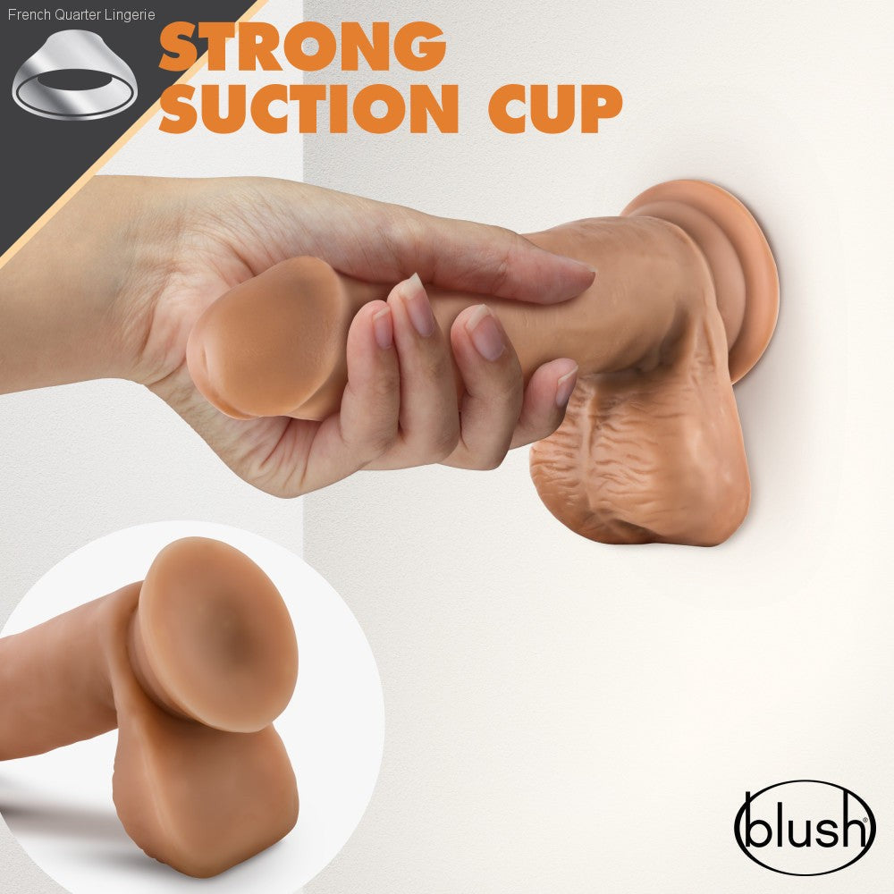 Dr. Skin Glide By Blush® | Realistic 7-Inch Long Self-Lubricating Dildo With Balls & Suction Cup Base-French Quarter Lingerie Dr. Skin Glide By Blush® | Realistic 7-Inch Long Self-Lubricating Dildo With Balls & Suction Cup Base-French Quarter Lingerie