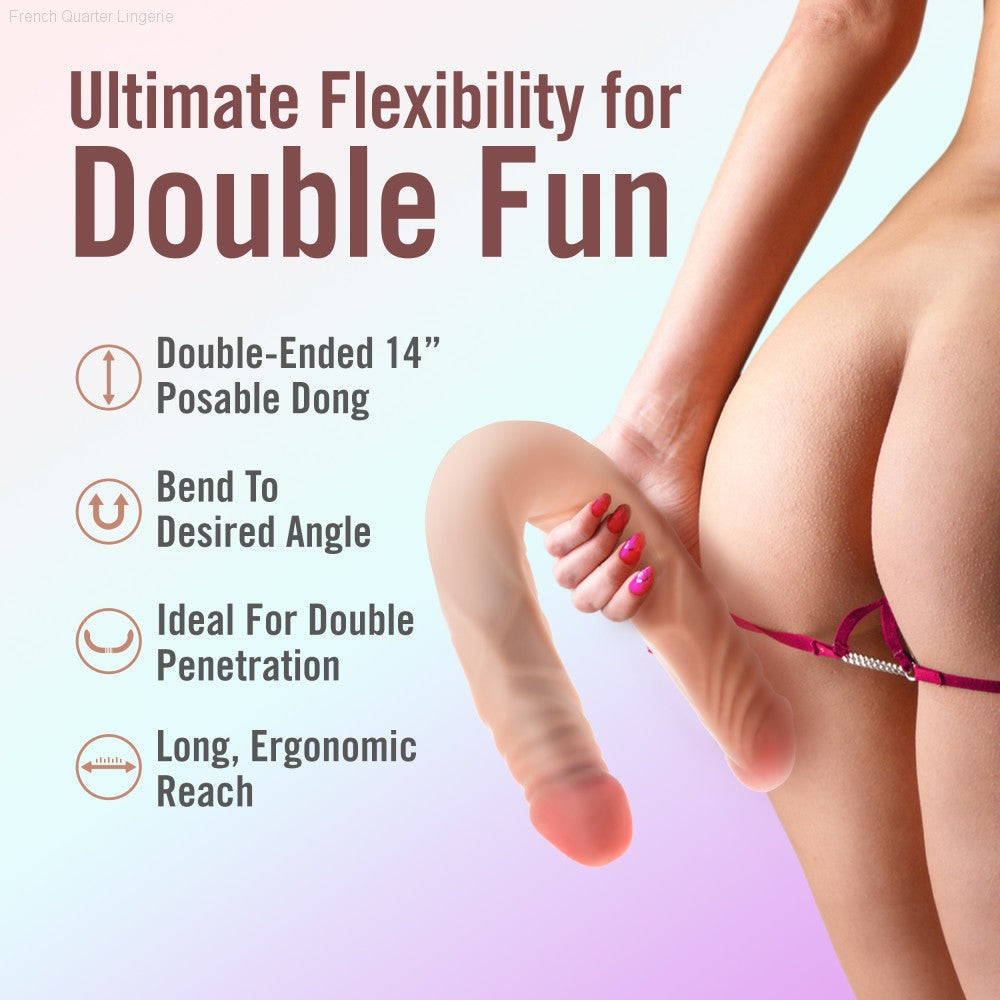 Dr. Skin Plus | 14 Inch Double Dong – Extra Long Double-Ended Dildo With A Realistic Posable Shaft-French Quarter Lingerie Dr. Skin Plus | 14 Inch Double Dong – Extra Long Double-Ended Dildo With A Realistic Posable Shaft-French Quarter Lingerie