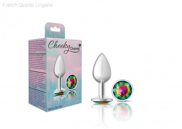 Cheeky Charms - Silver Metal Butt Plug - Round/Rainbow-French Quarter Lingerie Cheeky Charms - Silver Metal Butt Plug - Round/Rainbow-French Quarter Lingerie