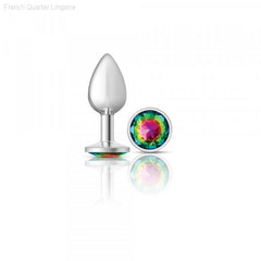 Cheeky Charms - Silver Metal Butt Plug - Round/Rainbow-French Quarter Lingerie Cheeky Charms - Silver Metal Butt Plug - Round/Rainbow-French Quarter Lingerie