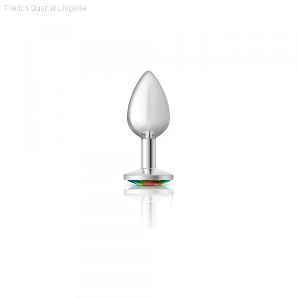 Cheeky Charms - Silver Metal Butt Plug - Round/Rainbow-French Quarter Lingerie Cheeky Charms - Silver Metal Butt Plug - Round/Rainbow-French Quarter Lingerie
