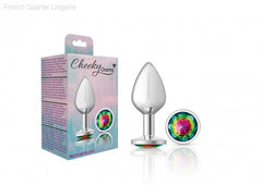 Cheeky Charms - Silver Metal Butt Plug - Round/Rainbow-French Quarter Lingerie Cheeky Charms - Silver Metal Butt Plug - Round/Rainbow-French Quarter Lingerie