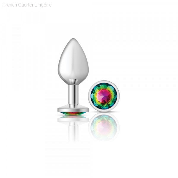 Cheeky Charms - Silver Metal Butt Plug - Round/Rainbow-French Quarter Lingerie Cheeky Charms - Silver Metal Butt Plug - Round/Rainbow-French Quarter Lingerie