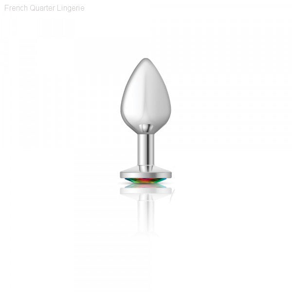 Cheeky Charms - Silver Metal Butt Plug - Round/Rainbow-French Quarter Lingerie Cheeky Charms - Silver Metal Butt Plug - Round/Rainbow-French Quarter Lingerie