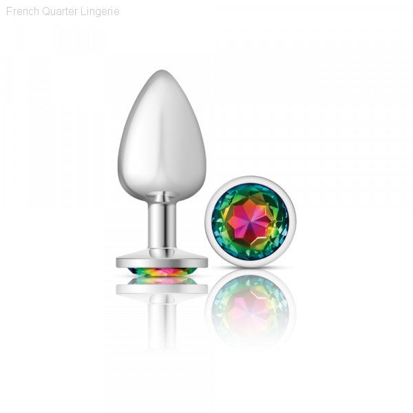 Cheeky Charms - Silver Metal Butt Plug - Round/Rainbow-French Quarter Lingerie Cheeky Charms - Silver Metal Butt Plug - Round/Rainbow-French Quarter Lingerie