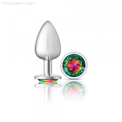 Cheeky Charms - Silver Metal Butt Plug - Round/Rainbow-French Quarter Lingerie Cheeky Charms - Silver Metal Butt Plug - Round/Rainbow-French Quarter Lingerie