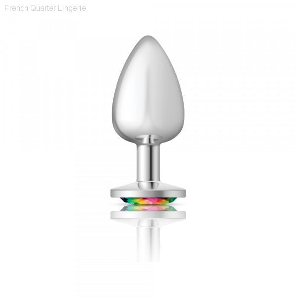 Cheeky Charms - Silver Metal Butt Plug - Round/Rainbow-French Quarter Lingerie Cheeky Charms - Silver Metal Butt Plug - Round/Rainbow-French Quarter Lingerie