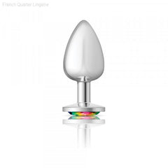 Cheeky Charms - Silver Metal Butt Plug - Round/Rainbow-French Quarter Lingerie Cheeky Charms - Silver Metal Butt Plug - Round/Rainbow-French Quarter Lingerie