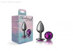 Cheeky Charms - Gunmetal Metal Butt Plug - Round/Purple-French Quarter Lingerie Cheeky Charms - Gunmetal Metal Butt Plug - Round/Purple-French Quarter Lingerie