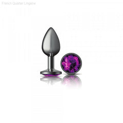 Cheeky Charms - Gunmetal Metal Butt Plug - Round/Purple-French Quarter Lingerie Cheeky Charms - Gunmetal Metal Butt Plug - Round/Purple-French Quarter Lingerie
