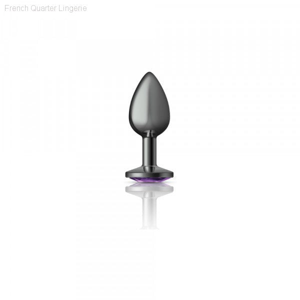 Cheeky Charms - Gunmetal Metal Butt Plug - Round/Purple-French Quarter Lingerie Cheeky Charms - Gunmetal Metal Butt Plug - Round/Purple-French Quarter Lingerie