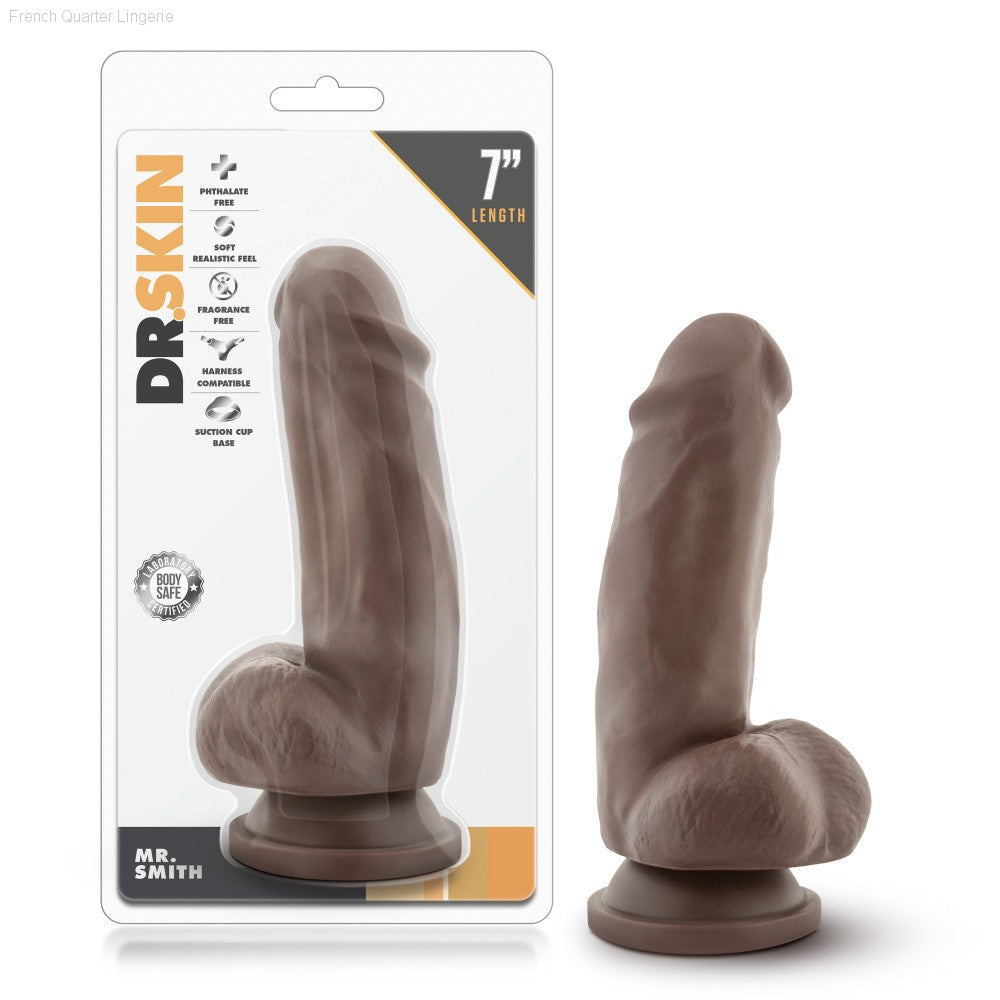 Dr. Skin By Blush® | Mr. Smith Realistic 7-Inch Long Dildo With Balls & Suction Cup Base-French Quarter Lingerie Dr. Skin By Blush® | Mr. Smith Realistic 7-Inch Long Dildo With Balls & Suction Cup Base-French Quarter Lingerie