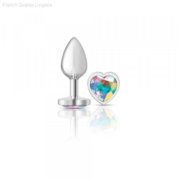 Cheeky Charms - Silver Metal Butt Plug - Heart/Clear-French Quarter Lingerie Cheeky Charms - Silver Metal Butt Plug - Heart/Clear-French Quarter Lingerie