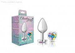 Cheeky Charms - Silver Metal Butt Plug - Heart/Clear-French Quarter Lingerie Cheeky Charms - Silver Metal Butt Plug - Heart/Clear-French Quarter Lingerie