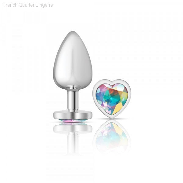 Cheeky Charms - Silver Metal Butt Plug - Heart/Clear-French Quarter Lingerie Cheeky Charms - Silver Metal Butt Plug - Heart/Clear-French Quarter Lingerie
