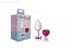 Cheeky Charms - Silver Metal Butt Plug - Heart/Pink-French Quarter Lingerie Cheeky Charms - Silver Metal Butt Plug - Heart/Pink-French Quarter Lingerie