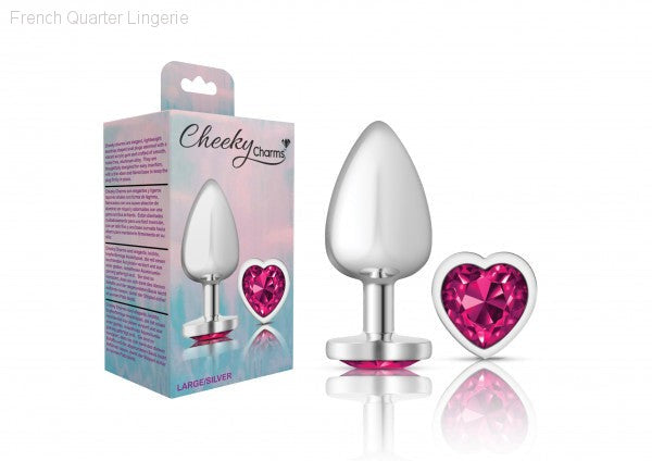 Cheeky Charms - Silver Metal Butt Plug - Heart/Pink-French Quarter Lingerie Cheeky Charms - Silver Metal Butt Plug - Heart/Pink-French Quarter Lingerie